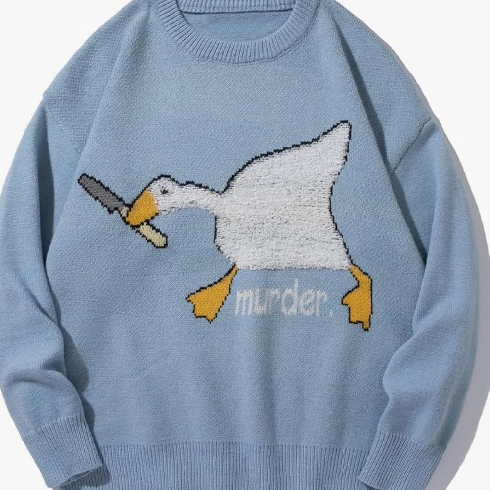 Men's Light Blue Graphic Crewneck Sweater